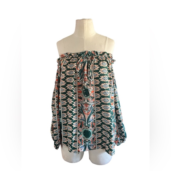 BOHO FLORAL PRINT OFF THE SHOULDER BLOUSE - Picture 9 of 9
